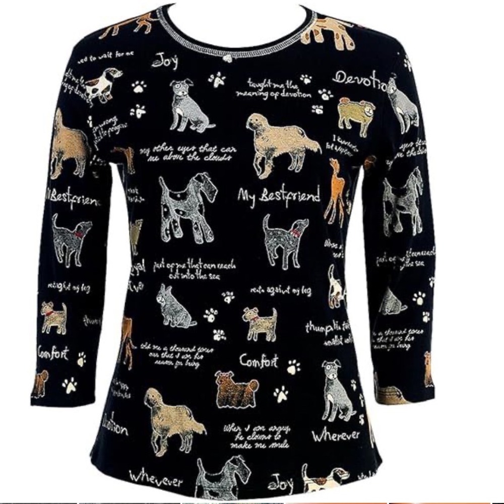 NEW Jess & Jane My Best Friend Dog Graphic Top Black 2X 14-244X New
